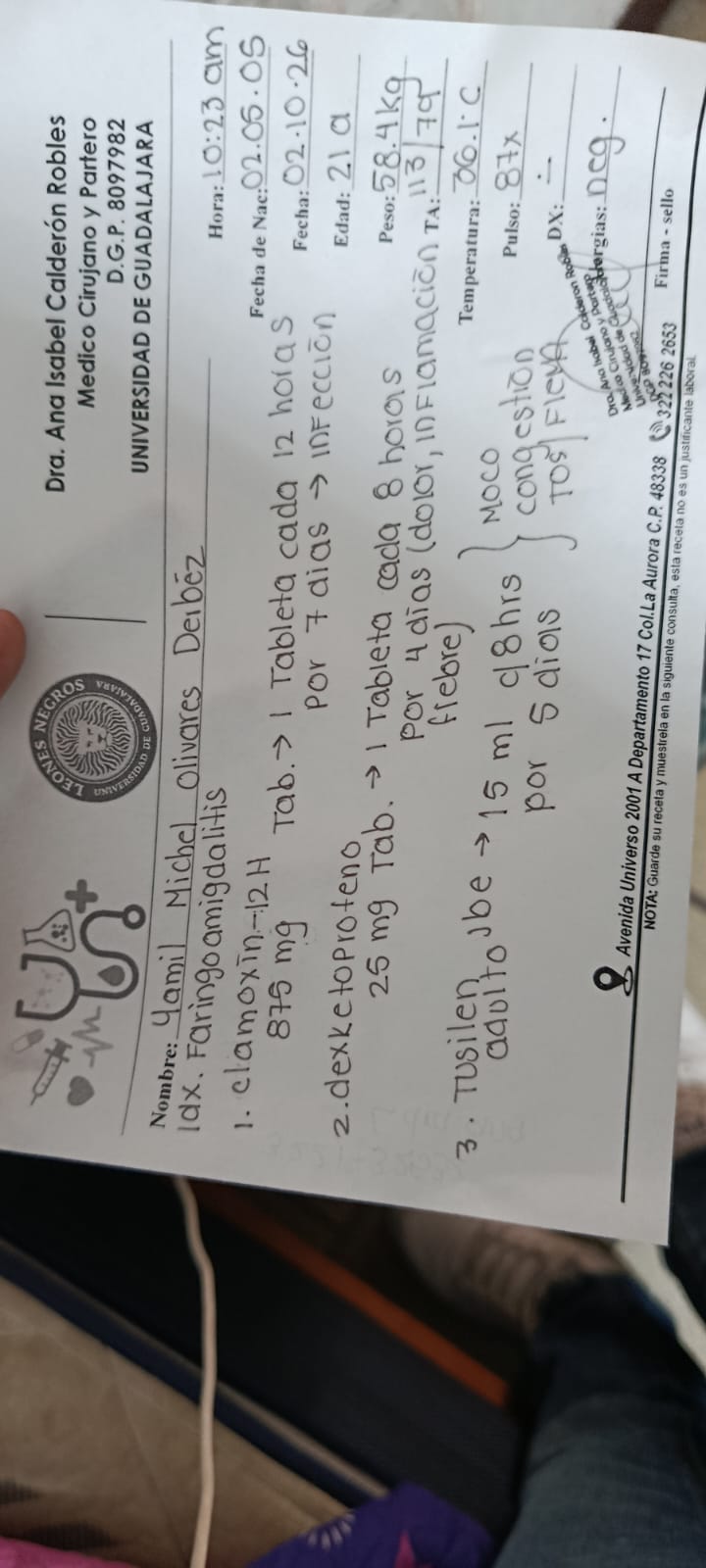 Foto original de la receta médica